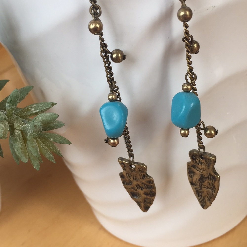 😎Aztec Turquoise Earrings 🦋 - Picture 1 of 4